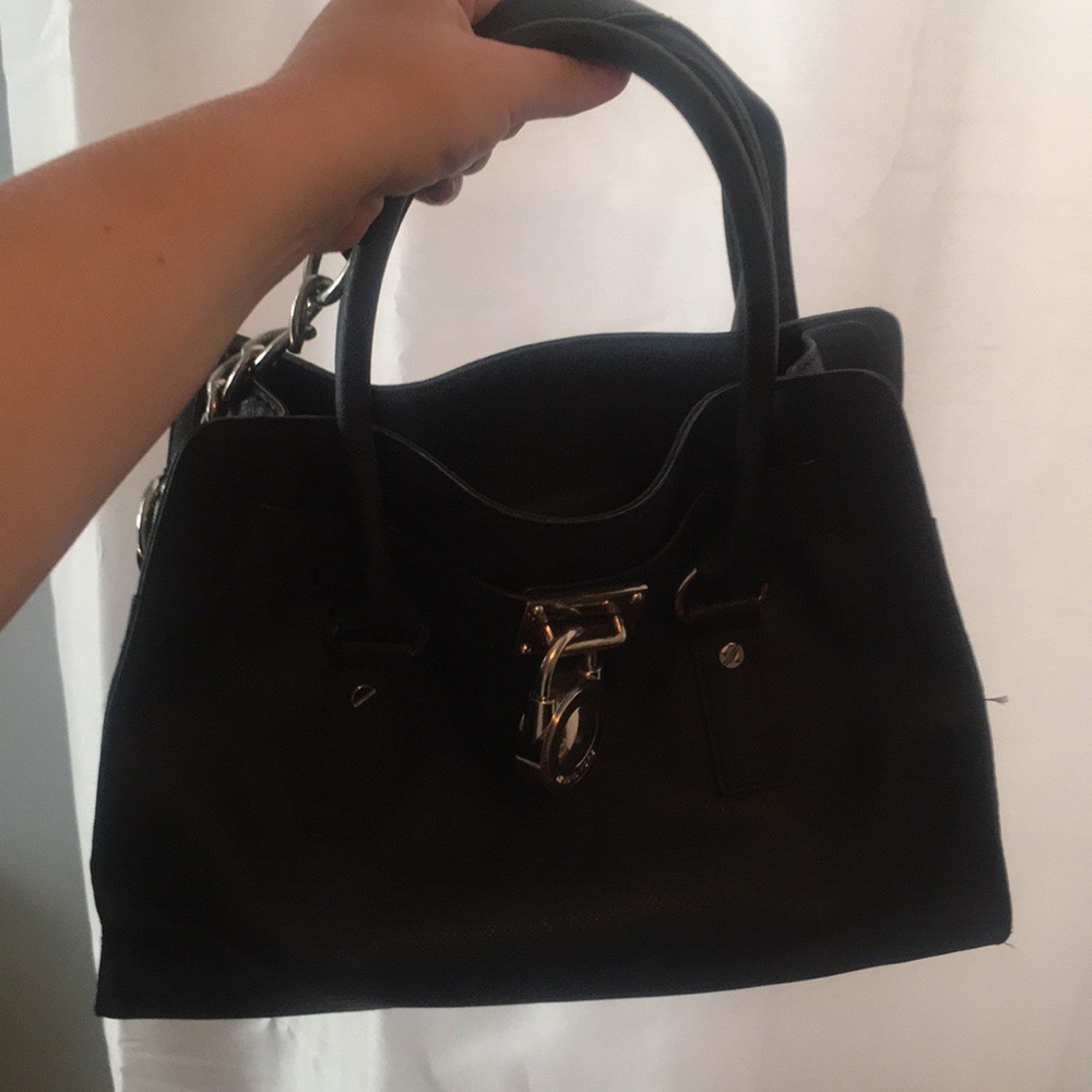 Black and silver Michael Kors Hamilton bag
